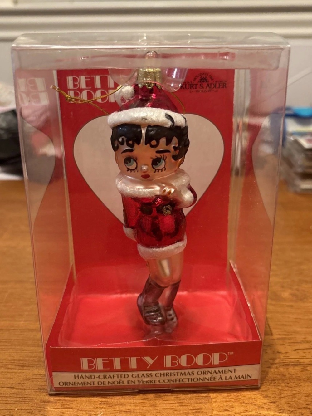 NEW In Box Kurt S. Adler Betty Boop Hand Crafted Glass Christmas Ornament 2004